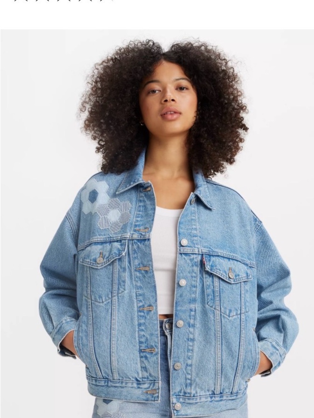 Levi's Light Blue Denim Jean Jacket with Subtle Pattern